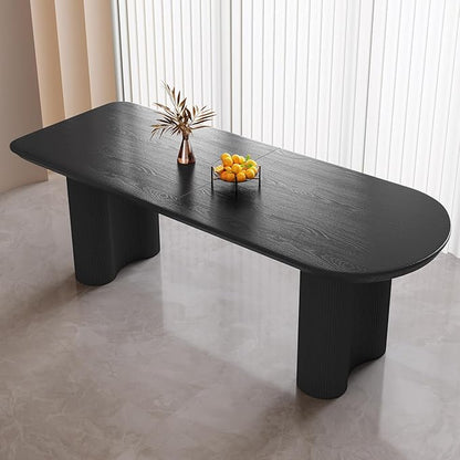Guyii 70" Dining Table, Modern Kitchen Table for 6 People, Indoor Dining Table for Kitchen, Bar, Living Room, Small Space, Black, Table Only