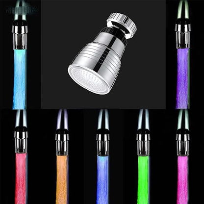 SNOMYRS 7-Color Change Automatically LED Water Faucet Light Circular 360 Degree Rotatable Color Changing Tap Sink for Kitchen and Bathroom (7 Color-1PC-Circular)