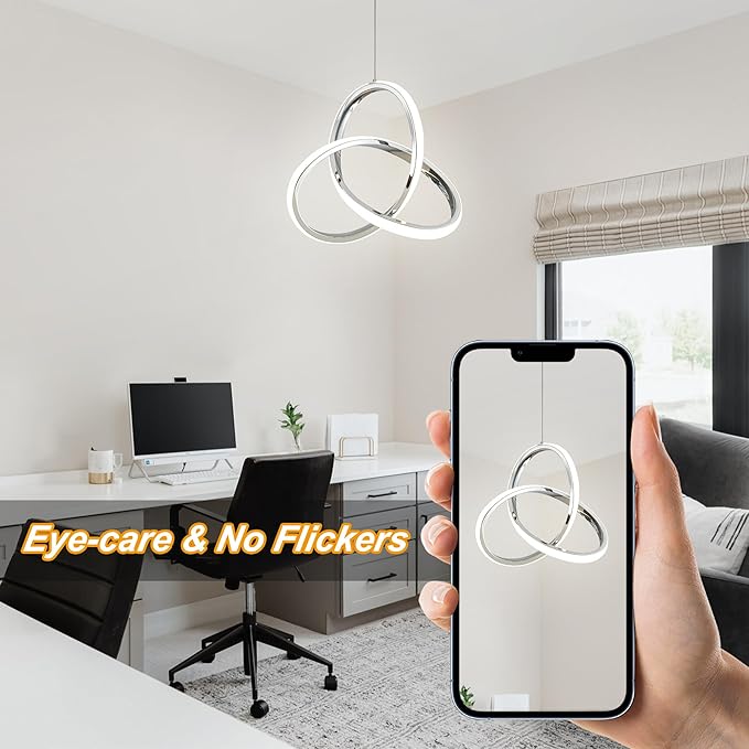 MAYNA Spiral LED Pendant Light, 4000K Natural White Modern Pendant Lights Kitchen Island, 18W Adjustable Height Island Lights for Kitchen Bedroom Dinning Room Living Room, 1 Pack (Chrome)