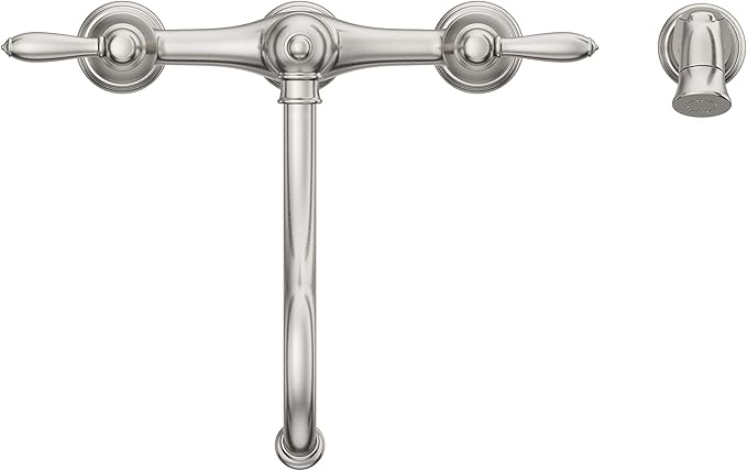 Pfister Courant Kitchen Faucet with Side Sprayer, 2-Handle, High Arc, Stainless Steel Finish, F0314COS