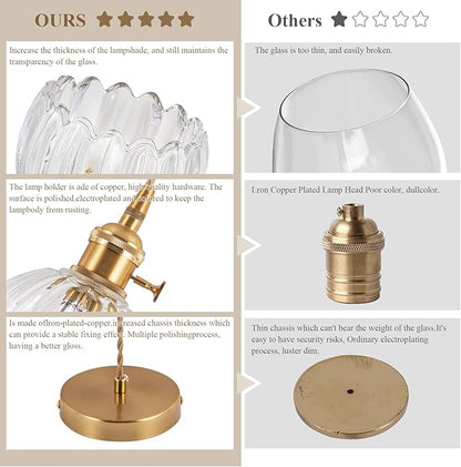 Pendant Light Fixtures,Mini Hanging Lights 5.1Inch E26 Transparent Glass Vintage Pendant Light for Bedroom Living Room Hallway