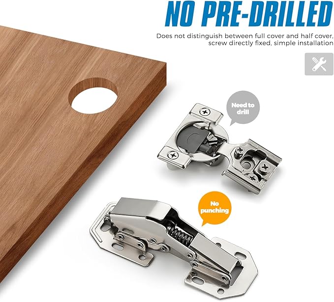 Ravinte 20 Pack Hidden Hinges Soft Close Surface Mount Kitchen Cabinet Hinges, No Pre-drilled for Kitchen Cupboard