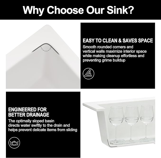 Kitsitchen White Undermount Bar Sink, 18 Inch Granite Composite Kitchen Sink with Drain Assembly & Bottom Gird, Quartz Stone Kitchen Sink,Small Kitchen Sinks used at Bar,Outdoor and WetBar, 9" Depth