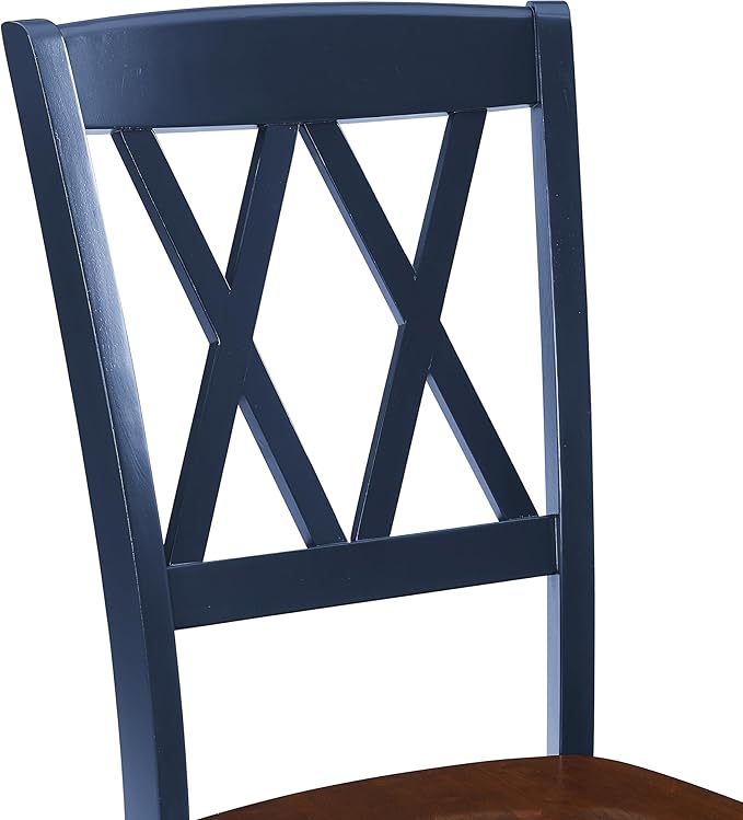 Crosley Furniture Shelby Traditional Wood X-Back Dining Room Chairs Set of 4, Kitchen Chair, Navy