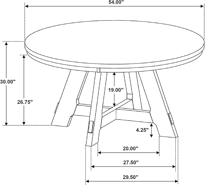 Coaster Home Furnishings - Danvers - Wood - 54-Inch Round Dining Table with Flared Legs and Veneer Pattern - Dining Room & Home Kitchen - Brown Oak - 109150