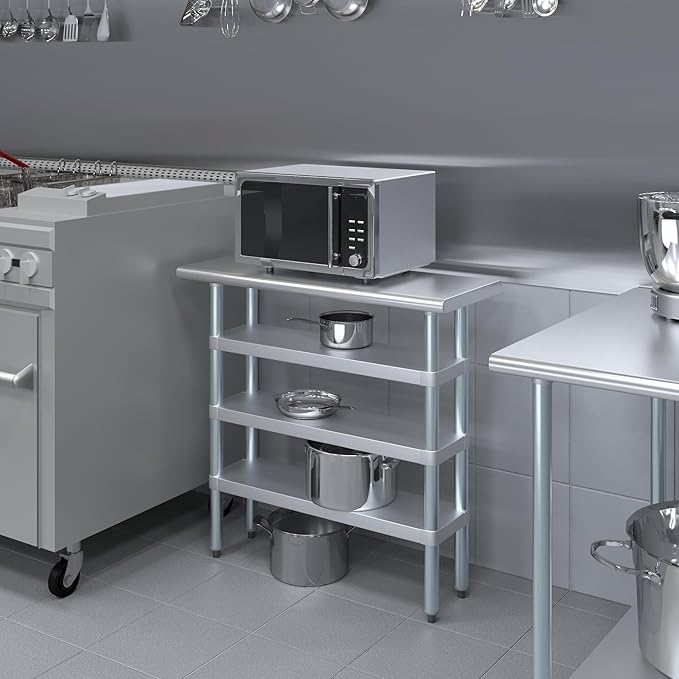 AmGood Stainless Steel Work Table with 3 Shelves | Kitchen Island Food Prep | Laundry Garage Utility Bench | NSF Certified (36" Long x 14" Deep)
