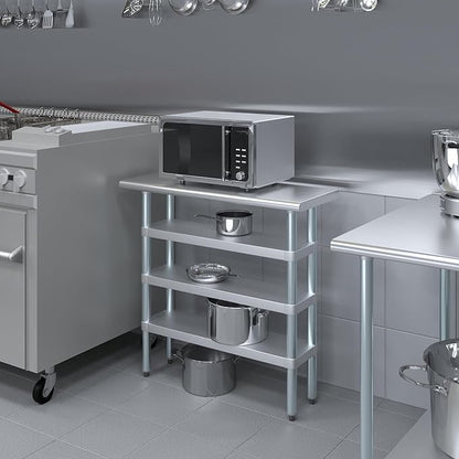 AmGood Stainless Steel Work Table with 3 Shelves | Kitchen Island Food Prep | Laundry Garage Utility Bench | NSF Certified (36" Long x 14" Deep)