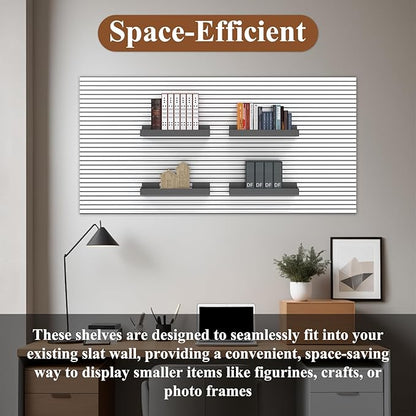 2 Pcs 16X8 Inch Slatwall Shelves, Heavy Duty Slatwall Baskets, Metal Slat Wall Shelves Accessories, Metal Retail Display for Storage and Organization, Black