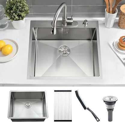 22 Inch Drop In Laundry Sink - 22 x 22 x 12 Inch Laundry Room Sink Drop In Kitchen Sink Deep Stainless Steel 16 Gauge Single Bowl Sink Kitchen