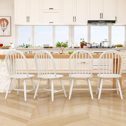 Safeplus 18" Oak Dining Chairs Set of 2, Wood Windsor Chair with Spindle Back for Country Farmhouse Kitchen Island