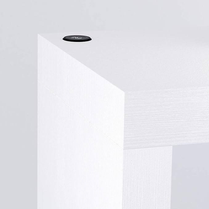 Mobili Fiver, Evolution Dining Table 47.2 x 15.7 in, with Wireless Charger, Ashwood White with One Leg, Made in Italy