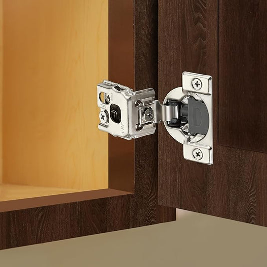 Home Expert 30 Pack (15 Pairs) 1-1/4" Overlay Soft Close Cabinet Hinges, Satin Nickel Stainless Steel Concealed Hinges with 3D Self-Closing for Face Frame Doors & Kitchens