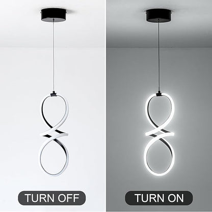 MAYNA Spiral Led Pendant Light Fixture,Modern Led Chandelier, 6000K Adjustable Height Hanging Light Fixture for Kitchen Living Room Bedroom Cafe Table, 1 Pack (Black)