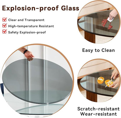 18" Tempered Glass Table Top Round Gray Table Surface 1/4'' Thick Pencil Polished Edge Multipurpose for Dining, Coffee, Restaurant and End Table (18 inch-Gray)