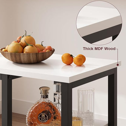 Amvove Bar Table and Chairs Set for 2, Kitchen Island with Storage Shelves Kitchen Table with 2 Bar Stools Counter Height Dining Table Set Breakfast Nook for Small Space & Kitchen,High Top Table