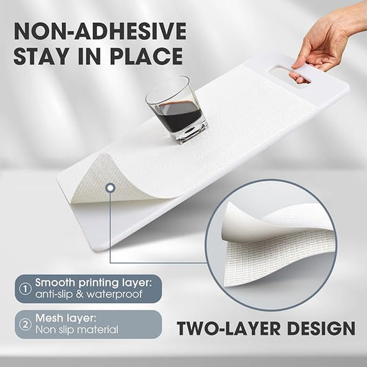 Drawer and Shelf Liner, Non-Slip Kitchen Cabinet Liners Non-Adhesive Thick Strong Grip Waterproof Washable Mats Protect Dresser Shelves Cupboard Bathroom Cabinets, White, 12 in X 30 FT