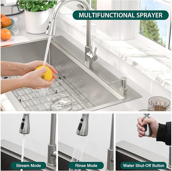 30" Drop In Kitchen Sink with Faucet Combo - 30x22 Inch Workstation All-In One 16 Gauge Stainless Steel Single Bowl Topmount Over Counter Sink For Kitchen with Accessories #TLT-0019