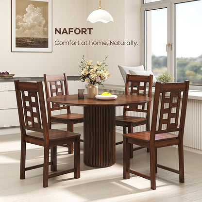 NAFORT Set of 4 Dining Chairs, High Lattice Back Solid Wood Chair, Mid-Century Modern 4 Kitchen Chairs with Max Load 400 Lbs for Kitchen Table, Dining Room, Cafe, Restaurant
