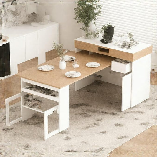 Extendable Dining Table - Versatile Kitchen Island with Storage