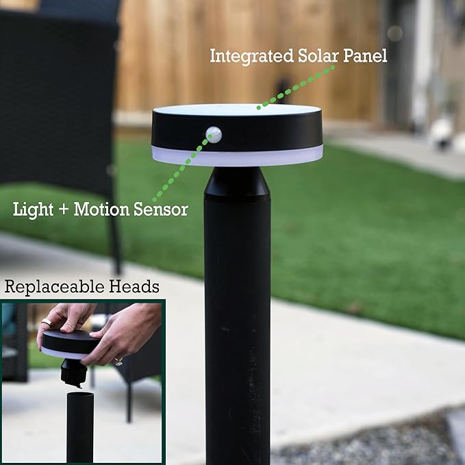 20" Solar Landscape Lights - Outdoor Solar Lights for Yard - PIR Sensor & Two Light Modes - 50lm & 400lm - Rechargeable Battery Last Up to 55 Hours - 3000K - IP44 Weather Resistant - 4 Pack