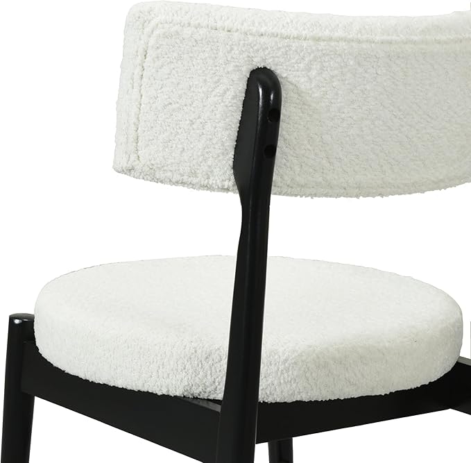Modern Dining Chairs,Mid Century Counter Stool Set of 2 - Sturdy Rubber Wood Frame with Comfortable Fabric Cushion,Simple & Natural,Offering & Stylish for Kitchen Island, Room and Bedroom,BeigeBlack-B