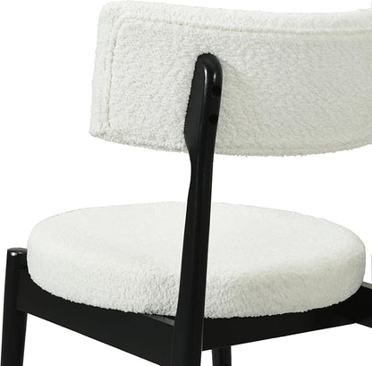 Modern Dining Chairs,Mid Century Counter Stool Set of 2 - Sturdy Rubber Wood Frame with Comfortable Fabric Cushion,Simple & Natural,Offering & Stylish for Kitchen Island, Room and Bedroom,BeigeBlack-B