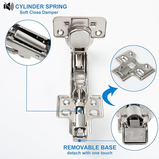 165 Degree Soft Close Cabinet Hinges, Face Frame Mount,3D Concealed Slow Self Closing for Folden Cupboard, 2-Pack, for Corner Kitchen Cabinet, Cupboard Folded, Folden Door, Closets