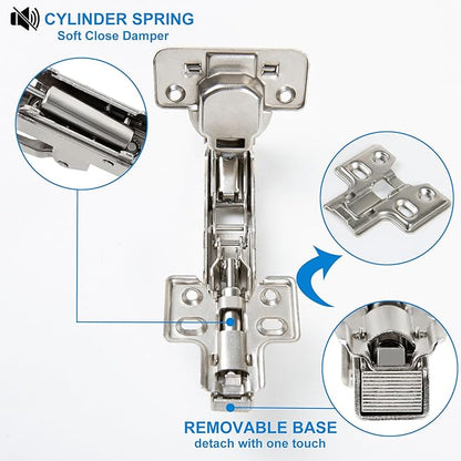 165 Degree Soft Close Cabinet Hinges, Face Frame Mount,3D Concealed Slow Self Closing for Folden Cupboard, 2-Pack, for Corner Kitchen Cabinet, Cupboard Folded, Folden Door, Closets