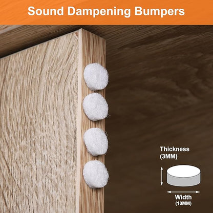 Felt Cabinet Door Bumpers-Small Felt Pads for Cabinet Doors, 3/8" Diameter 200PCS, 3mm Thick Self Adhesive White