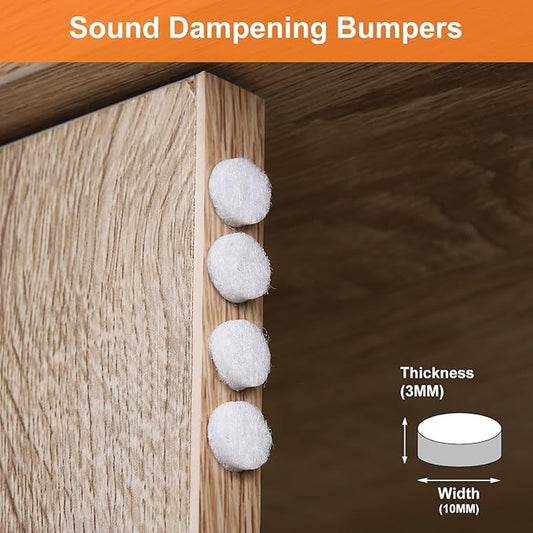 Felt Cabinet Door Bumpers-Small Felt Pads for Cabinet Doors, 3/8" Diameter 200PCS, 3mm Thick Self Adhesive White