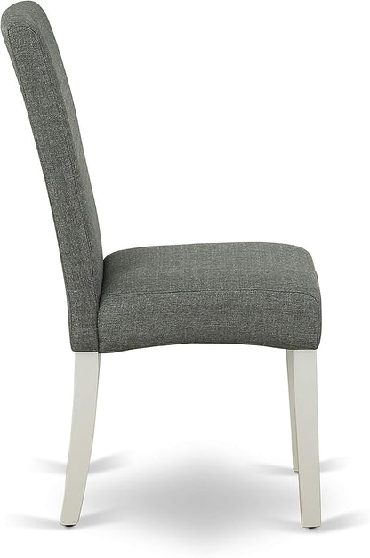 East West Furniture DRP2T07 Driscol Parson Dining Chairs - Gray Linen Fabric Padded Chairs, Set of 2, Linen White