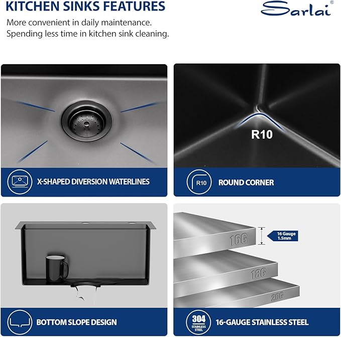 Sarlai Outdoor Kitchen Sink - 21 Inch Black Drop Bar RV Sink with Pull-out Faucet Gunmetal Black Drop In Workstation 21 x 20 Topmount Stainless Steel 16 Gauge Single Bowl Bar Prep Outdoor Sinks Basin