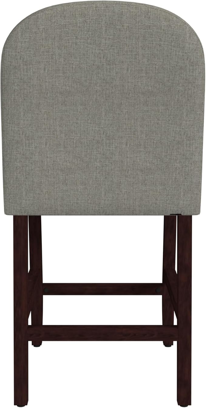 HomePop Home Decor |Rounded Back Upholstered Counterstool | 24 Inch Bar Stools | Decorative Home Furniture, Slate Gray Woven