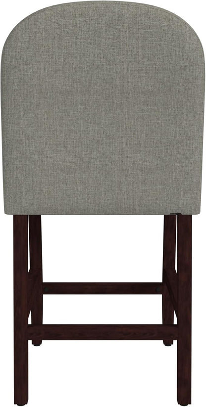HomePop Home Decor |Rounded Back Upholstered Counterstool | 24 Inch Bar Stools | Decorative Home Furniture, Slate Gray Woven