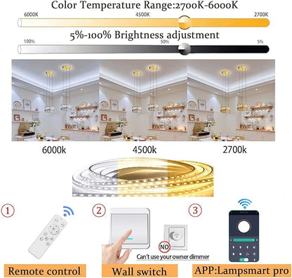 Led 7.8" Gold Ring Crystal Chandelier, Modern Dimmable Chandeliers Lighting and Hanging Adjustable, LED Round Ceiling Light Fixtures for Dining Room Living Room