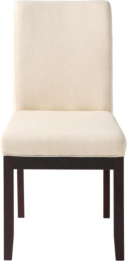 OSP Home Furnishings Dakota Upholstered Parsons Dining Chair with Espresso Finish Wood Legs, Linen