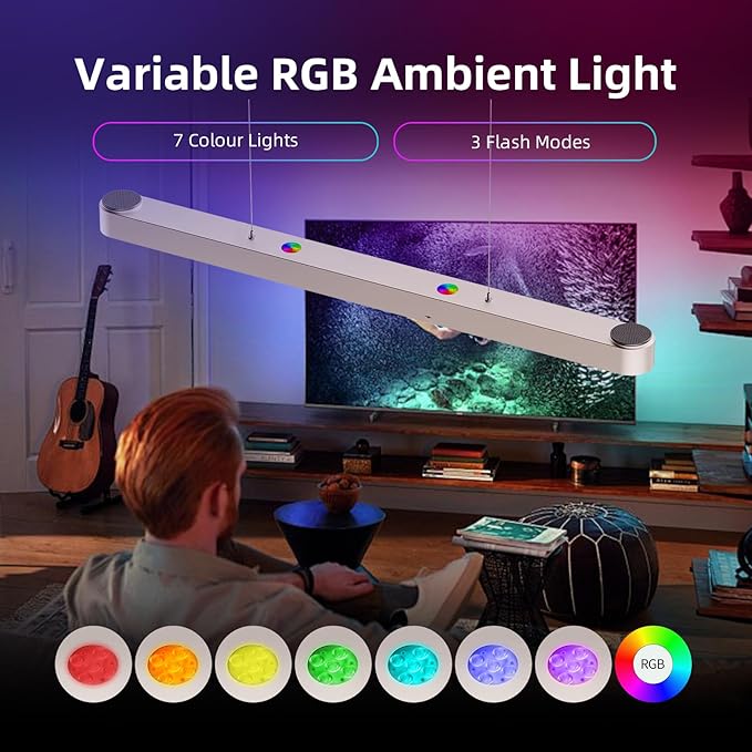 39” Smart Pendant Light with Bluetooth Speakers, 50W 2500 Lumens Dimmable Spotlight Kitchen Island Light with RGB Color Background Ambient Lighting for Dining Living Room Office (Gold)