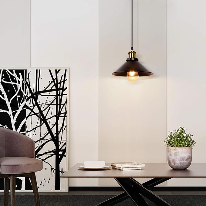 Newrays Industrial Retro Black Iron Kitchen Restaurant Bar Balcony Hanging Pendant Light (2 Pack)
