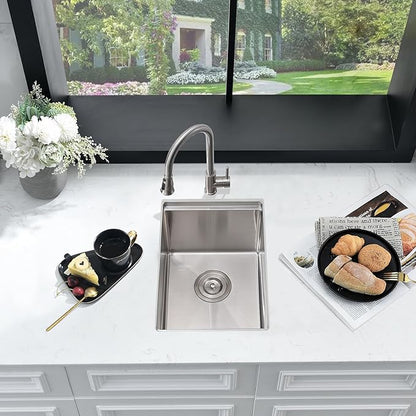 13 Inch Bar Sink Undermount Workstation,13x18 Undermount Bar Sink Small Bar Sinks 18 Gauge Stainless Steel Single Bowl Kitchen Sinks with Cutting Board