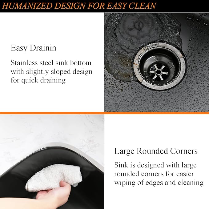 28 Black Undermount Kitchen Sink-Bokaiya 28x18 Inch Undermount Stainless Steel Sink 16 Gauge Single Bowl Kitchen Sinks with Dish Grid