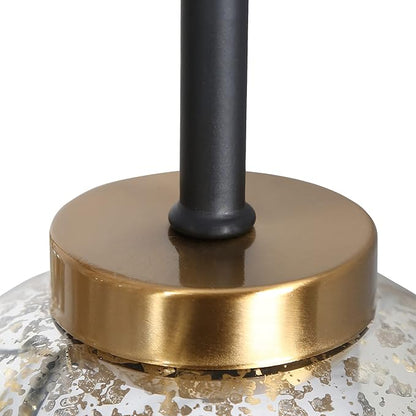KSANA Dining Room Light Fixture, Modern Metal Black Gold Chandelier for Kitchen Island with Mercury Glass Shades, 27.5"