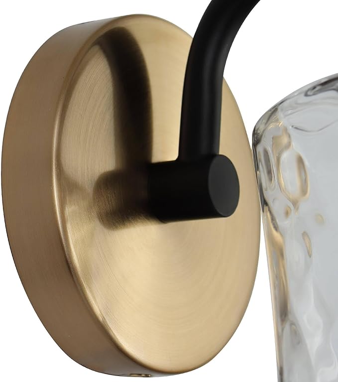 KSANA Black and Gold Sconce, Modern Wall Sconces Lighting Fixture with Textured Glass and Brass Finish for Bathroom, Bedroom, Hallway and Living Room