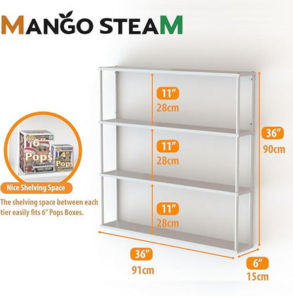 Mango Steam Wall-Mounted Steel Shelving Unit for Kitchen, Storage or Display Use - White - (36 H x 36 W x 6 D)