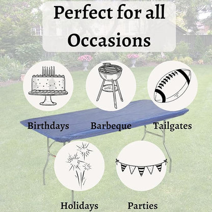 Kwik-Covers 6' Rectangle Plastic Table Covers 30" x 72", Bundle of 5 (Royal Blue)