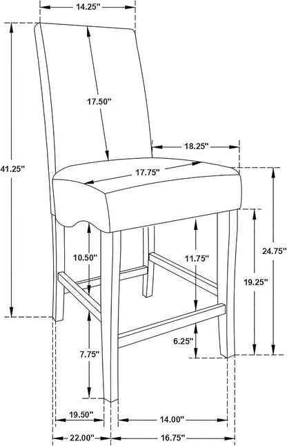 Coaster Home Furnishings - Stanton - Wood Upholstered Counter Height Chairs (Set of 2) - Padded High Back, Armless Stools with Footrest - Dining Room & Kitchen - Grey - 102069GRY