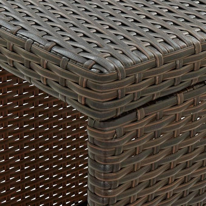 Bar Table Rectangular Brown with Storage Steel Frame Rattan Shelves 47.2 x 23.6 x 43.3 in Counter Height Modern Furniture for Kitchen Bar Outdoor Patio