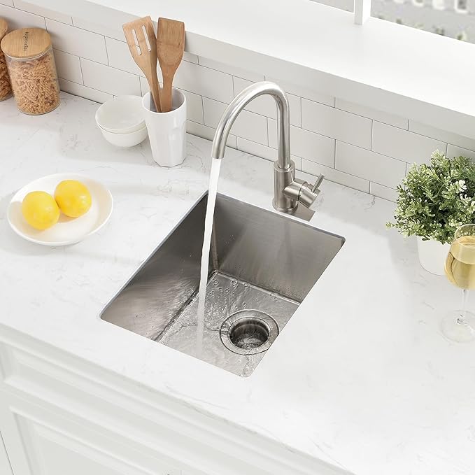 14 Inch Bar Sink Undermount,14x19 Undermount Bar Sink Stainless Steel Small Kitchen Sink 18 Gauge Single Bowl Kitchen Prep Sinks with Basket Strainer