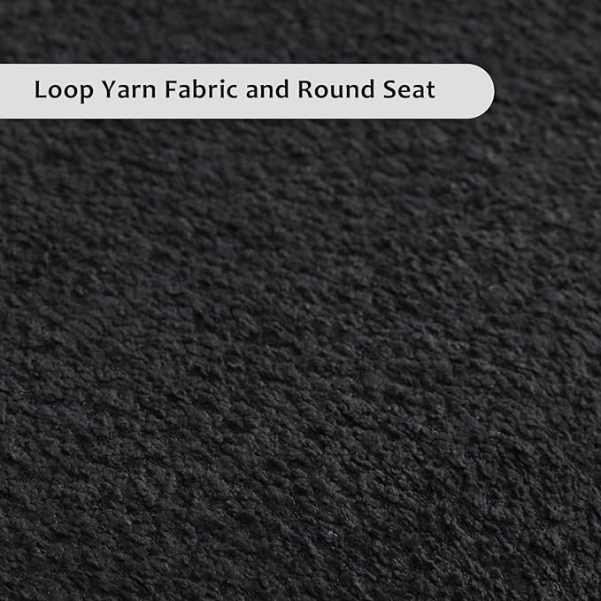 Black Boucle Dining Chair Set of 4, Modern Oval Upholstered Dining Chairs with Curved Back and Metal Leg for Dining Room,Restaurant,Kitchen Island(Black Leg)
