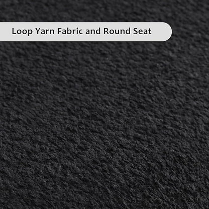 Black Boucle Dining Chair Set of 4, Modern Oval Upholstered Dining Chairs with Curved Back and Metal Leg for Dining Room,Restaurant,Kitchen Island(Black Leg)