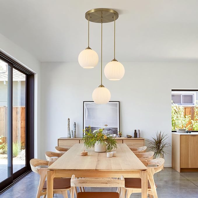 3 Light Pendant Lighting Milk Glass Chandelier Gold Cluster Pendant Light Fixture Vintage Chandelier White Glass Globe Pendant Lights Kitchen Island